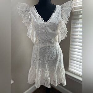 LoveShackFancy White Eyelet Mini Dress